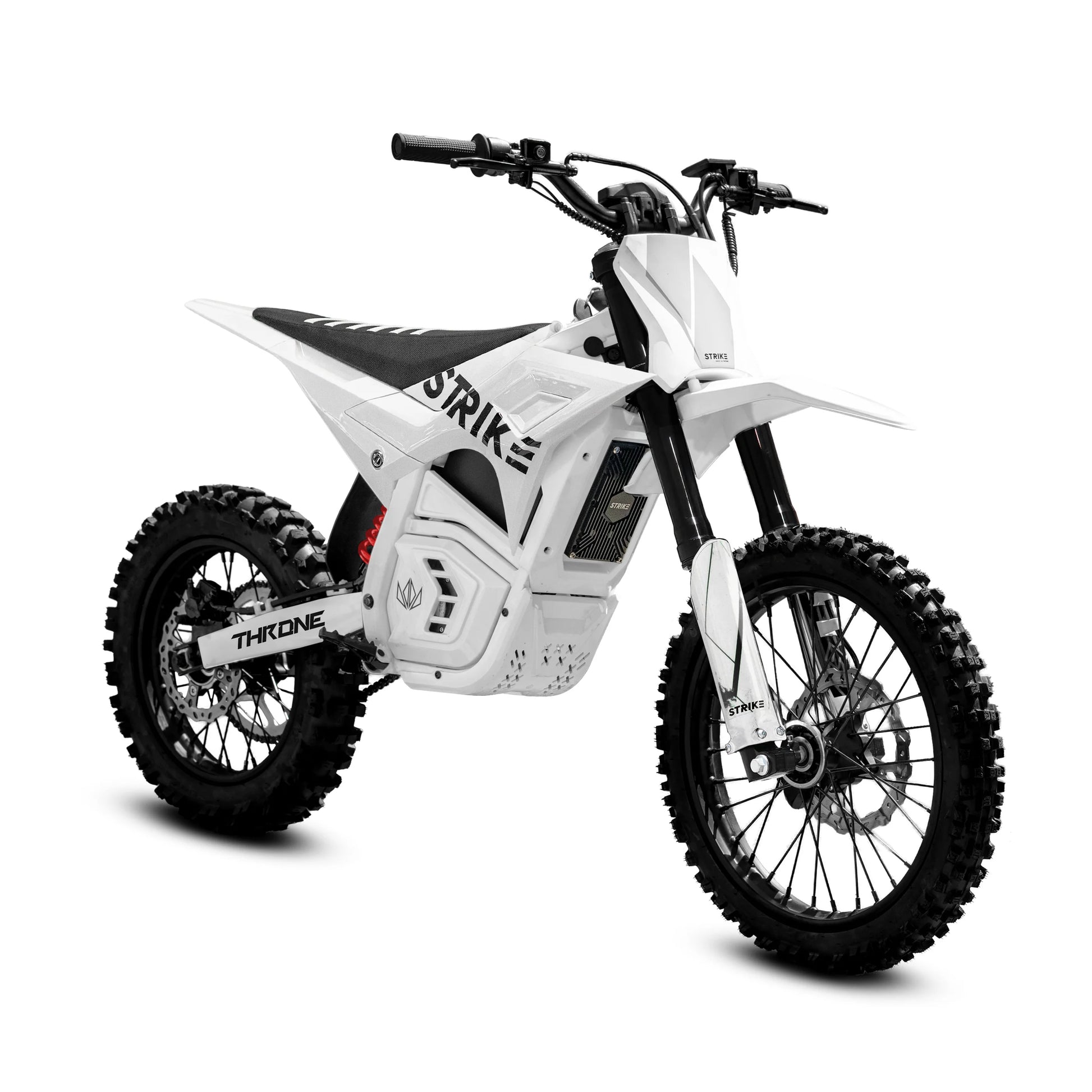 White electric bike with 'STRIKE' branding on a white background